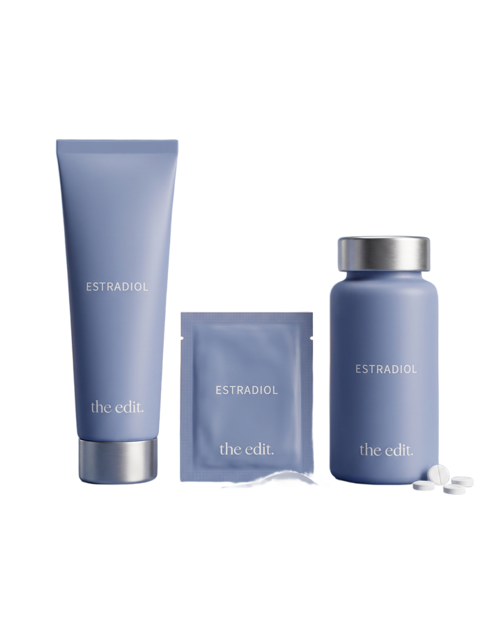 Estradiol treatment set with gel, patch, tablets, and vaginal cream
